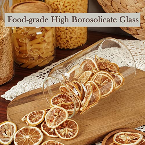 Labina Glass Storage Container Airtight Food Jars Kitchen Canister with Wood Lids, 33 Oz Wide Mouth Pantry Organization Glass Jar for Flour, Sugar, Cookie, Spagetti, Nuts and Candy (2 Pack) - size: A4: 33 Oz 2 pcs