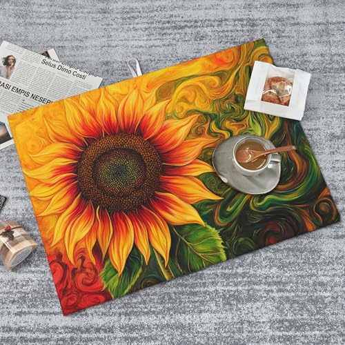 Watercolor Sunflower Dish Drying Mat for Kitchen Counter Microfiber Super Absorbent Non-Slip Dish Drying Pad for Countertops Dishes Utensils Stylish Quick-Dry Machine Washable 18x24 Inch - color: Watercolor Sunflower