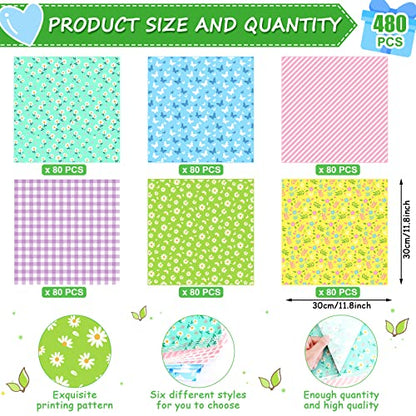 480Pcs Wax Paper Dry Waxed Deli Paper Sheets 12x12 inch Sandwich Wrap Paper Floral Parchment Sheets Basket Liner Food Paper Sheets for Carnival Home Kitchen Picnic Spring Summer Tea Party Favors - color: Spring Theme 480 Sheets