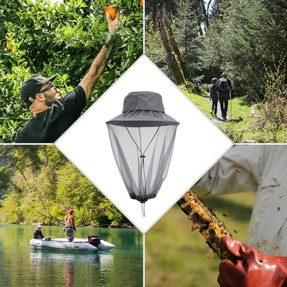 Mosquito Head Net Hat with Hidden Net Mesh for Outdoor Lover Hiking Fishing Beekeeping Gardening Men or Women (Dark Grey) - color: Dark Grey