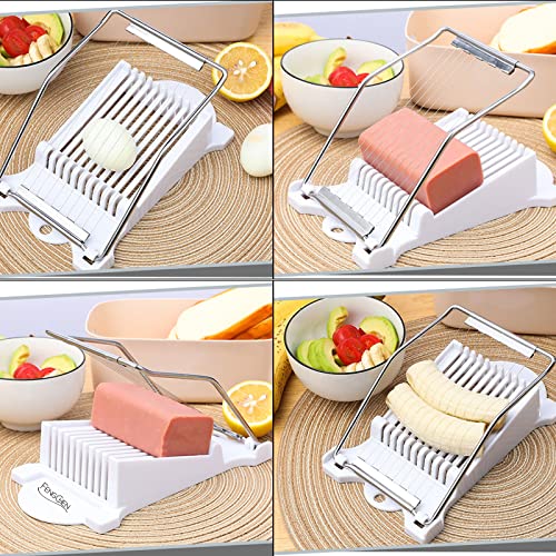 FENGCHEN Spam Slicer, Easy Luncheon Meat Cutter with Stainless Wires, Multi-purpose Soft Food Cutter for Luncheon Meat, Fruit of Kitchen Home Use, Durable and Rust Resistant Food Prep Accessory,White - color: White