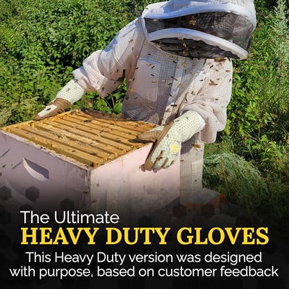 Heavy Duty Beekeeping Gloves,Extended Cuff, 5mm Cowhide with Patented Ventilation Beekeeping Supplies - color: Off-white, size: X-Large