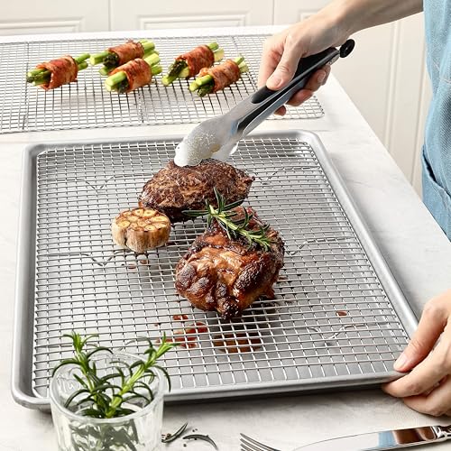 Spring Chef 11.5 x 16.5 Inch Stainless Steel Cooling Racks for Cooling & Baking - Oven Safe - Wire Roasting Racks for Oven Use - Fits Half Sheet Cookie Pan - Dishwasher Safe - Set of 2 - size: 11.5"x16.5", style: 2 Pack