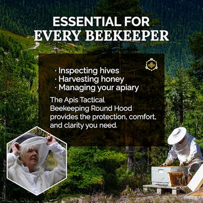 Bee Keeper Hat with Round Hood, Ventilated Beekeeping Veil, Bee Protective Gear for Men & Women, Comfortable Mesh for Beekeeping, Beekeeping Supplies - S/M/L - size: S/M/L