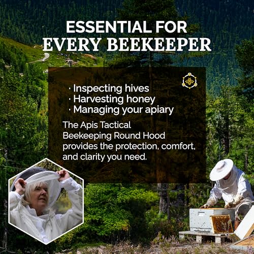 Bee Keeper Hat with Round Hood, Ventilated Beekeeping Veil, Bee Protective Gear for Men & Women, Comfortable Mesh for Beekeeping, Beekeeping Supplies - S/M/L - size: S/M/L