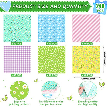240Pcs Wax Paper Dry Waxed Deli Paper Sheets 12x12 inch Sandwich Wrap Paper Floral Parchment Sheets Basket Liner Food Paper Sheets for Carnival Home Kitchen Picnic Spring Summer Tea Party Favors - color: Spring Theme 240 Sheets