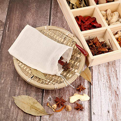 Boao 24 Pcs Spice Cooking Cheesecloth Bags for Straining Reusable Empty Tea Drawstring Soup Muslin Bags(4 x 6 Inch) - size: 4 x 6 Inch
