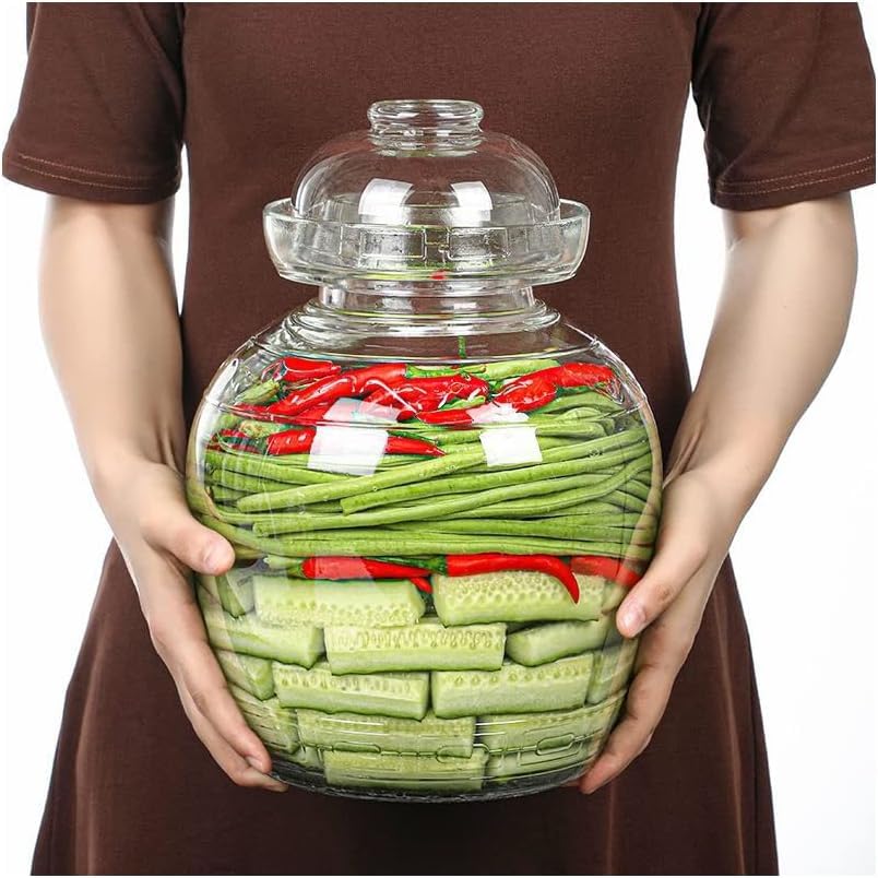 Fermentation Jar, 1.5 Liter Pickle Kimchi Jar with Water Seal Lid | Food Grade, Clear Glass, for Making Pickles Kimchi Sauerkraut and Fermenting Vegetables Fruits, Kombucha, Wine Brewing - size: 1.5 l Wide Mouth