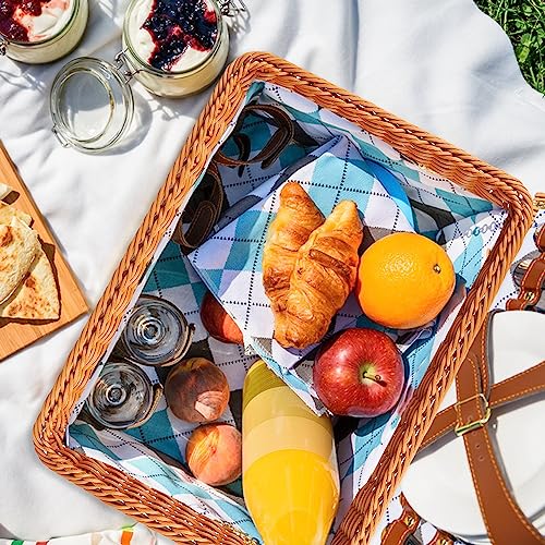 3 PCS 16 Inch Wicker Bread Basket, Woven Serving Basket, Tabletop Food Serving Basket for Restaurant, Bakery, Family Party, Hotel Serving, Fruits, Vegetables and Snacks, Brown, by GNIEMCKIN - size: 3 PCS 16 Inch Brown