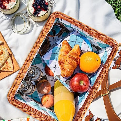 3 PCS 16 Inch Wicker Bread Basket, Woven Serving Basket, Tabletop Food Serving Basket for Restaurant, Bakery, Family Party, Hotel Serving, Fruits, Vegetables and Snacks, Brown, by GNIEMCKIN - size: 3 PCS 16 Inch Brown