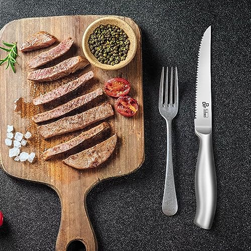 DDF iohEF Steak Knife Set, 6 Piece Steak Knife, High Carbon Japanese Stainless Steel Serrated Steak Knives - color: 6PCS Steak Knives