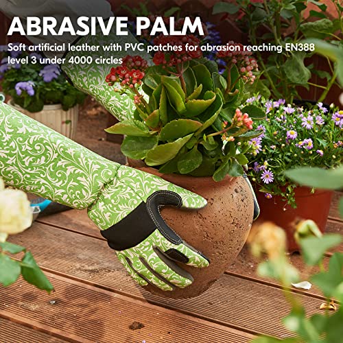 Vgo... 1 Pair Gardening Gloves Ladies,Safety Work Gloves,Long Sleeves Gauntlet,Puncture Proof,Touchscreen(Size M,Green,AL6608-FM) - color: 1 Pair - Green, size: Women's Medium