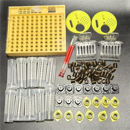 Bee Rearing Kit Plastic Queen Rearing System Kit Beekeeping Grafting Tools with Cell Cups, Cage Clips, Protection Tool Supplies for Beginners and Bee Keeper