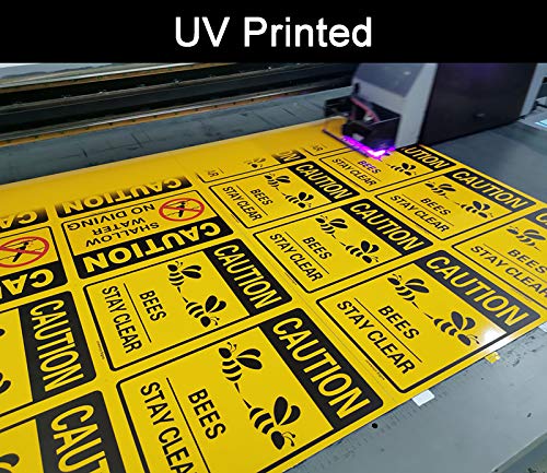 Caution Bees Stay Clear Sign,14 x 10 inches,Reflective Aluminum,Easy to Mount,UV Protected,Weather Resistant,Waterproof,Durable Ink,Outdoor or Indoor Use,2 Pack