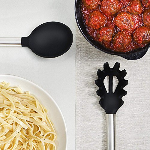 Kitchen Utensil Set-Silicone Cooking Utensils-33 Kitchen Gadgets & Spoons for Nonstick Cookware-Silicone and Stainless Steel Spatula Set-Best Kitchen Tools, Useful Pots and Pans Accessories - color: Black