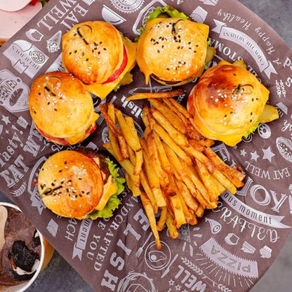 Outus 600 Pcs 12 x 12 Inch Deli Wax Paper Sheets Grease Resistant Tray Basket Liners Newsprint Paper Water and Grease Proof Sandwich Wrapping Square Hot Dog Wrappers for Food Baking (Coffee Color) - color: Coffee Color