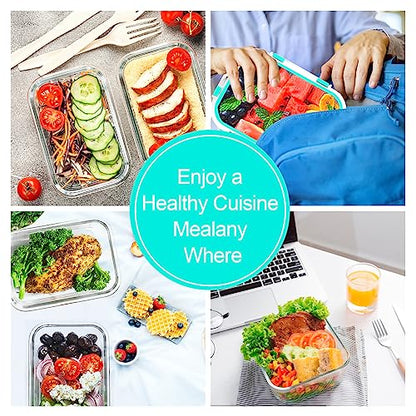 VERONES 10Pack Glass Meal Prep Containers, Airtight Glass Lunch Containers,Stackable Glass Food Storage Containers Set with Lids,Exclusive of BPA, for Microwave,Oven, Freezer&Dishwasher Friendly,Green - color: Green