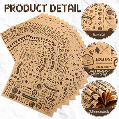 600 Pcs 12 x 12 Inch Deli Wax Paper Sheets Grease Resistant Tray Basket Liners Newsprint Paper Water and Grease Proof Sandwich Wrapping Square Hot Dog Wrappers for Food Baking (Brown) - color: Brown