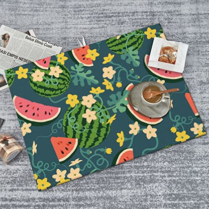Large Dish Drying Mats For Kitchen Counter Microfiber Kitchen Drying Mat XL Draining Pad Absorbent Quick Drying Dish Mat 18x24 Inch - Watermelons - color: Watermelons