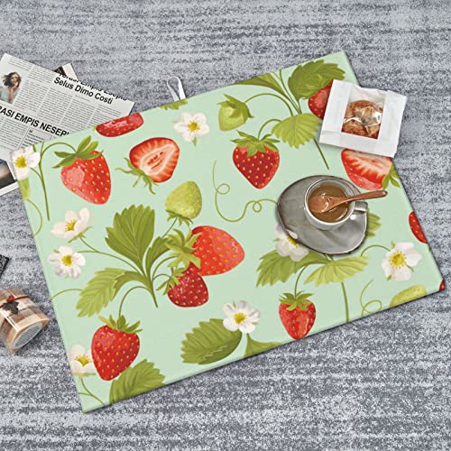 Large Dish Drying Mats For Kitchen Counter Microfiber Kitchen Drying Mat XL Draining Pad Absorbent Quick Drying Dish Mat 18x24 Inch - Strawberry - color: Strawberry