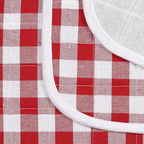 Ramanta Home Buffalo Plaid Check Dish Drying Mat Set of 2 Red - 16x18 Inches, Cotton Top Cover Quick Absorbent Dish-Drying Mats For Sink, Dishwasher | Foldable Kitchen Countertop Protector Dishes Pad - color: Red/White