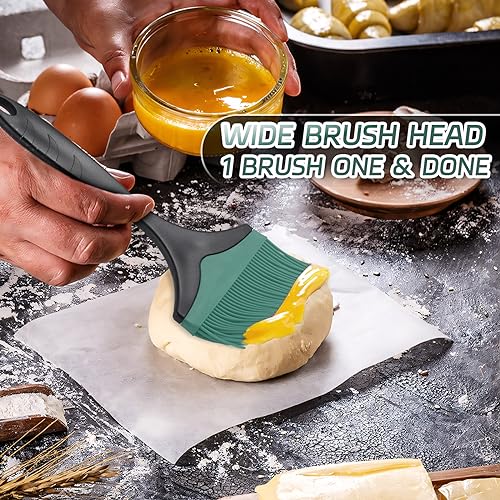 Large Silicone Grill Basting Brush - 3.95inch Extra Wide Silicone Basting Brush for Grilling,Heat Resistant Brushes Spread Oil Butter Sauce for Cooking Baking BBQ,Dishwasher Safe（Green 2） - color: Green 2