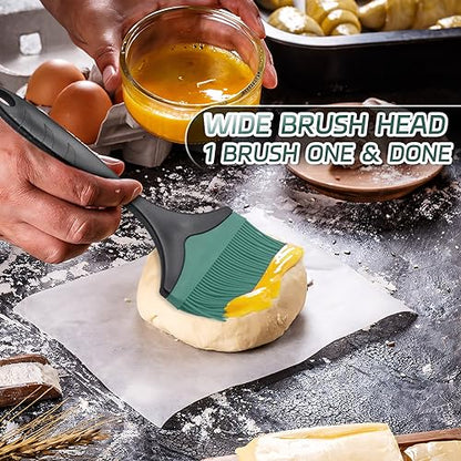 Large Silicone Grill Basting Brush - 3.95inch Extra Wide Silicone Basting Brush for Grilling,Heat Resistant Brushes Spread Oil Butter Sauce for Cooking Baking BBQ,Dishwasher Safe（Green 2） - color: Green 2