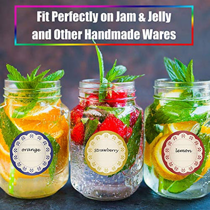 Outus 240 Pieces Canning Labels for Mason Jars 2 Inch Round Shaped Stickers Jar Lid Sticker Multicolor Meal Label for Back to School Supplies Home Glass Bottle Canned Kitchen Organization