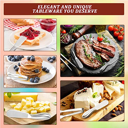 Butter Spreader Knife Set 8 PCS Stainless Steel Cheese Butter Spreader Knives and Mini Serving Tongs for Cheese Cold Butter Jam Appetizers Pastry Charcuterie Accessories Kitchen Utensils - color: Silver08