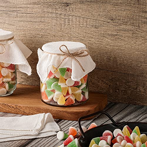 Tatuo 20 Pcs Unbleached Muslin Jar Cloth Covers Kombucha Fermentation Breathe Muslin 8 in Square, with 20 Rubber Bands and 5 Meters Jute Rope for Bottle Jar