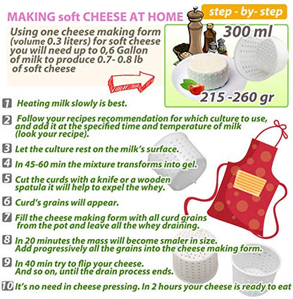 3 pcs Small Cheese Mold for Cheese Making 1/3 qt - Soft Cheese Molds - Homemade Cheese Making Supplies - Cream Cheese Form Mold - Moldes Para Queso Fresco Casero - Feta Ricotta Cheese Making