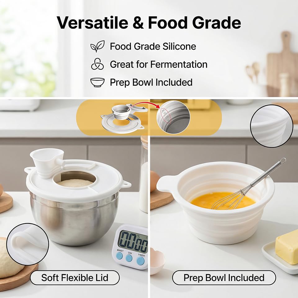 3PC Silicone Flour Funnel for Kitchen Aid Mixer Kitchen Aid Bowl Covers Mixer Bowl Cover,Kitchen Aid Bowl Cover Prevents Food from Spilling Over,Funnel for Kitchen Aid Mixer Foldable Wide Mouth Design - color: 3Pack