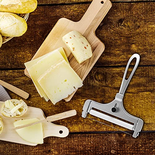 Boao Cheese Slicer with Wire Adjustable Thickness Cheese Cutter Handheld Stainless Steel for Soft Semi Thick Thin Hard Slicer for Kitchen Cooking Tools(Silver) - color: Silver
