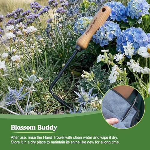 L-Shape Hook Weeder, Stainless Steel Garden Hand Tool with Wooden Handle, Manual Weed Removal Sickle for Gardening