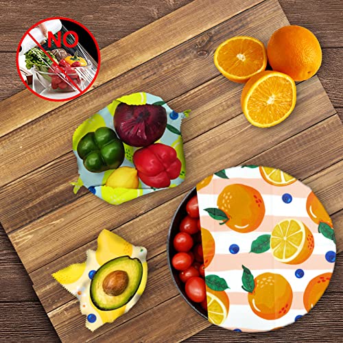 Reusable Beeswax Wrap - 9 Pack, Beeswax Wraps for Food, Eco-Friendly Beeswax Food Wrap, Organic, Sustainable, Biodegradable, Zero Waste, Plastic-Free Food Storage (1L Orange | 3M Lemon | 5S Pear) - size: 1L Orange | 3M Lemon | 5S Pear