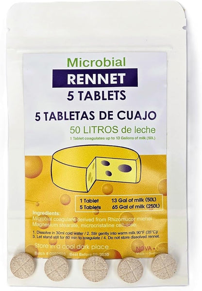 5 x Cuajo RENNET Tablets For any type of cheese 5 TABLETS FOR 250L OF MILK