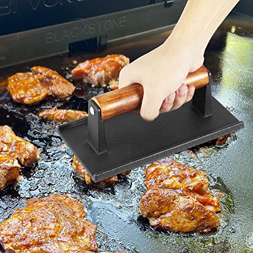 12 x 9 Inch Rectangular Basting Cover and Grill Press Kit for Blackstone Accessories, Universal BBQ Melting Dome Steaming Lid & Smash Burger Press for Flat Top Teppanyaki, Dishwasher Safe - size: 12" x 9"