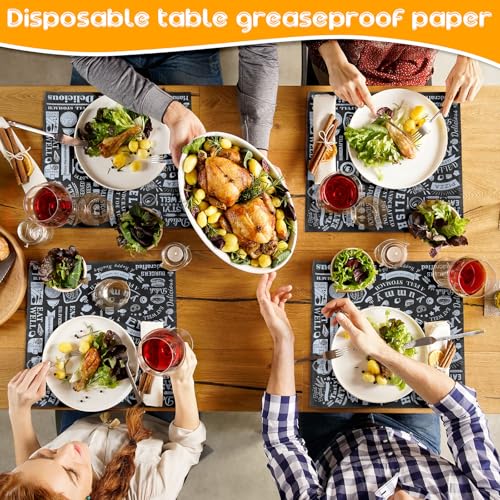Ireer 400 Pcs Deli Wax Paper Sheets 15 x 15 Inch Large Newsprint Sandwich Paper Wraps Greaseproof Food Basket Liners Newspaper Wrapping for Spring Summer Picnic Burger Bread BBQ Party (Black White) - color: Black White