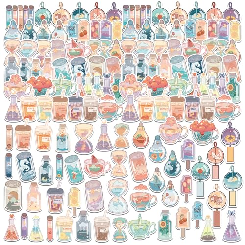 150 Pcs Aesthetic Vinyl Stickers for Water Bottles,Cute Waterproof Trendy Stickers for Labels,Scrapbooking,Wedding Place Cards,Water Bottles,Laptop,Phone,Guitar,Luggage (Multicolor Cups) - color: Multicolor Cups