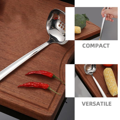 ULTECHNOVO Stainless Steel Soup Ladle 11.37In Slotted Kitchen Cooking Utensil with Non-Slip Handle for Serving Gravy Salad Dressing Pancakes and Chili Sauces