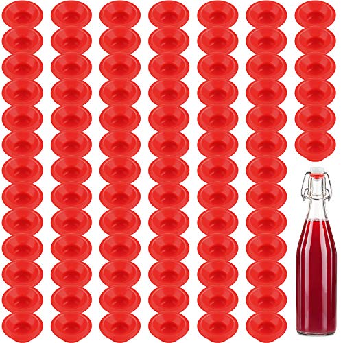70 Pieces Silicone Rubber Gaskets Washer for Swing Flip Bottle Hat Shaped Swing Top Washers Leak-proof Seal Gasket Replacements for Home Brew Beer Soda Bottle Sealing