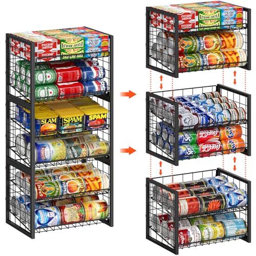X-cosrack 2-Tier Stackable Can Organizer for Pantry, 3 Packs Adjustable Pantry Organizer Storage for Canned Food Goods Soda, Sturdy Canning Rack Can Dispener Storage Holder for Pantry Kitchen, Black - size: 2 Tier -3 Packs