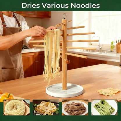 Pasta Drying Rack with Transfer Wand and 7 Bars, noodle drying rack Easy to Transfer for Drying Pasta and Cooking, Special Suspension Design for Large Storage pasta rack easy use pasta dryer - color: White