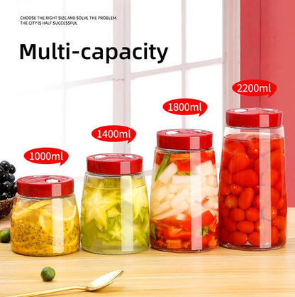 2.2 Liter Fermentation Jar, Fermenting Kit with Venting Valve Airlock and Fermenting Weight, Pickle Jar, Wide Mouth Glass Jar for Pickles, Kimchi, Sauerkraut, Mead, Kombucha, Sourdough - size: 2.2L