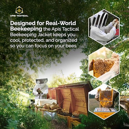 Pro Ventilated Bee Keeper Jacket for Men & Women – Sting Resistant, Ventilated Cotton Mesh, Bee Protective Gear for Hive Inspections – White Bee Jacket, White, M - size: M