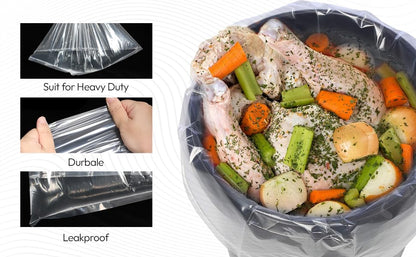5 Gallon Bucket Liner Bags for Marinating and Brining, Food Grade, BPA Free, Extra Heavy Duty Leak Proof (10 pack)