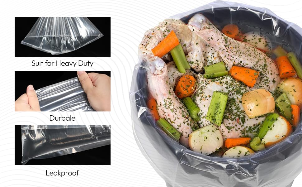 5 Gallon Bucket Liner Bags for Marinating and Brining, Food Grade, BPA Free, Extra Heavy Duty Leak Proof (10 pack)