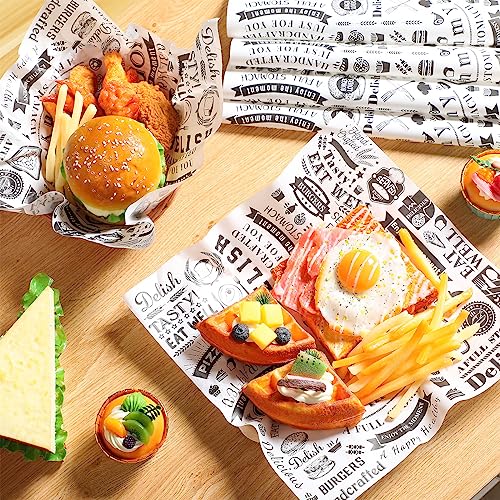 600 Pcs 12 x 12 Inch Deli Wax Paper Sheets Grease Resistant Tray Basket Liners Newsprint Paper Water and Grease Proof Sandwich Wrapping Square Hot Dog Wrappers for Food Baking (White) - color: White