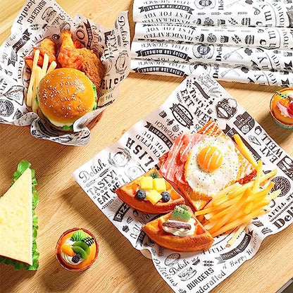 600 Pcs 12 x 12 Inch Deli Wax Paper Sheets Grease Resistant Tray Basket Liners Newsprint Paper Water and Grease Proof Sandwich Wrapping Square Hot Dog Wrappers for Food Baking (White) - color: White