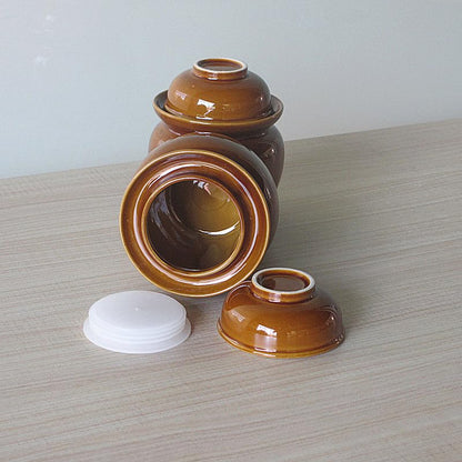 Ceramic pickle jar, mini household clay clay small sealed jar, 500ml fermented clay jar. 2 pieces
